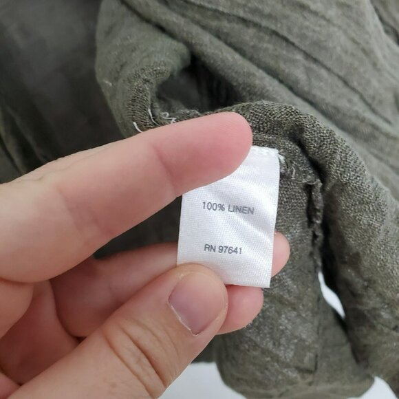 J. Jill Womens Cardigan Size L Tie Front Linen Pleat Sleeve Green Coverup Beachy - Picture 5 of 10